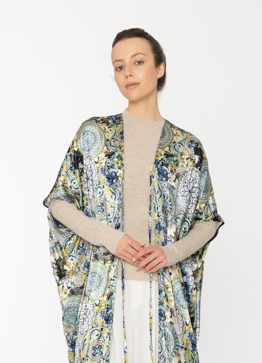Saff Wrap in Royal Print Blacklist women's cardigan NZ