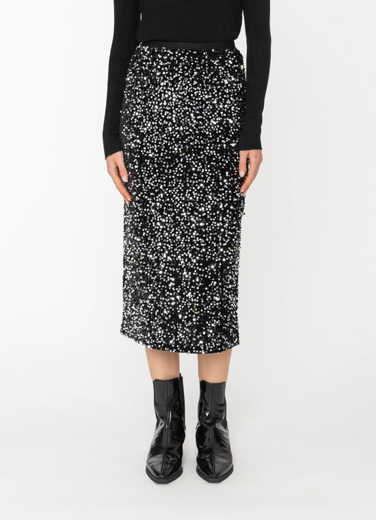 Sequin Skirt in Silver Blacklist women's skirt NZ