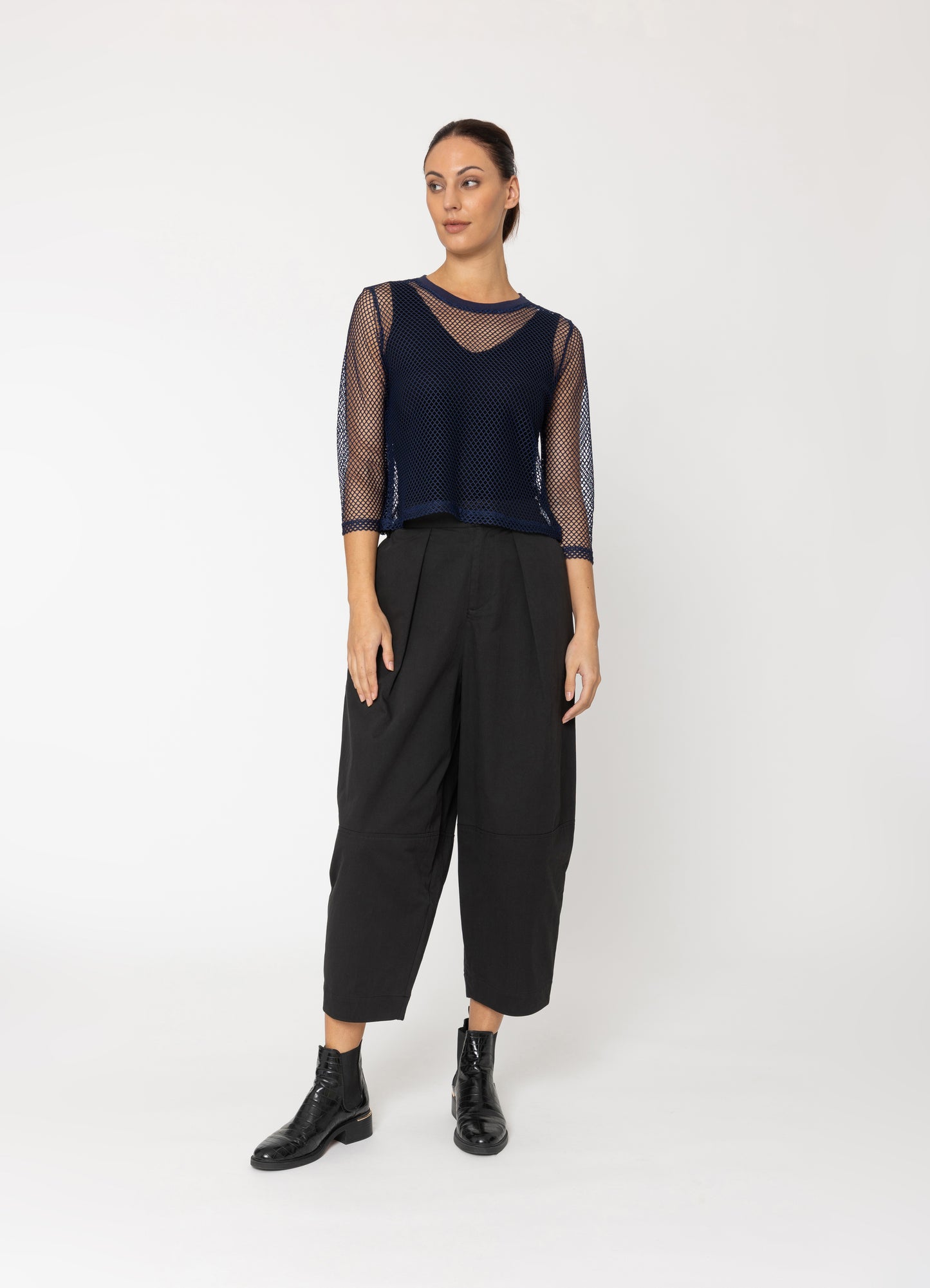 Arrow Mesh Top - 3/4 Sleeve