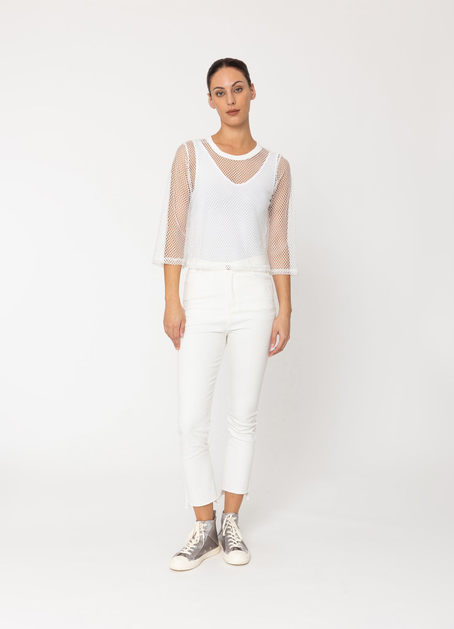 Arrow Mesh Top - 3/4 Sleeve