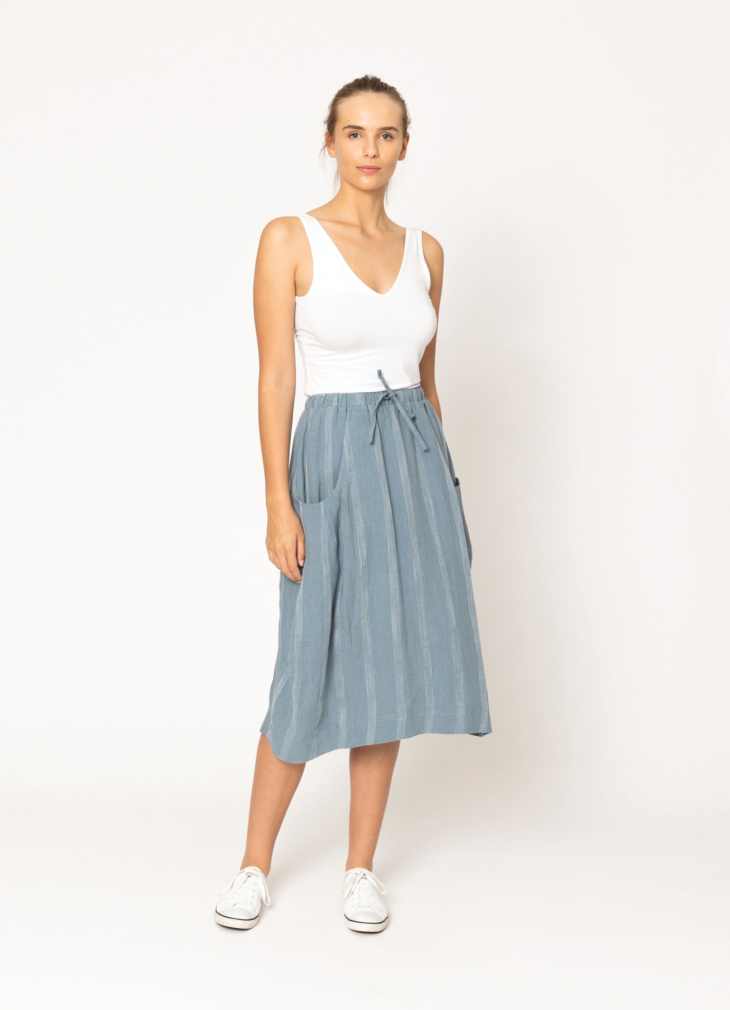 Cooper Skirt - Linen Stripe