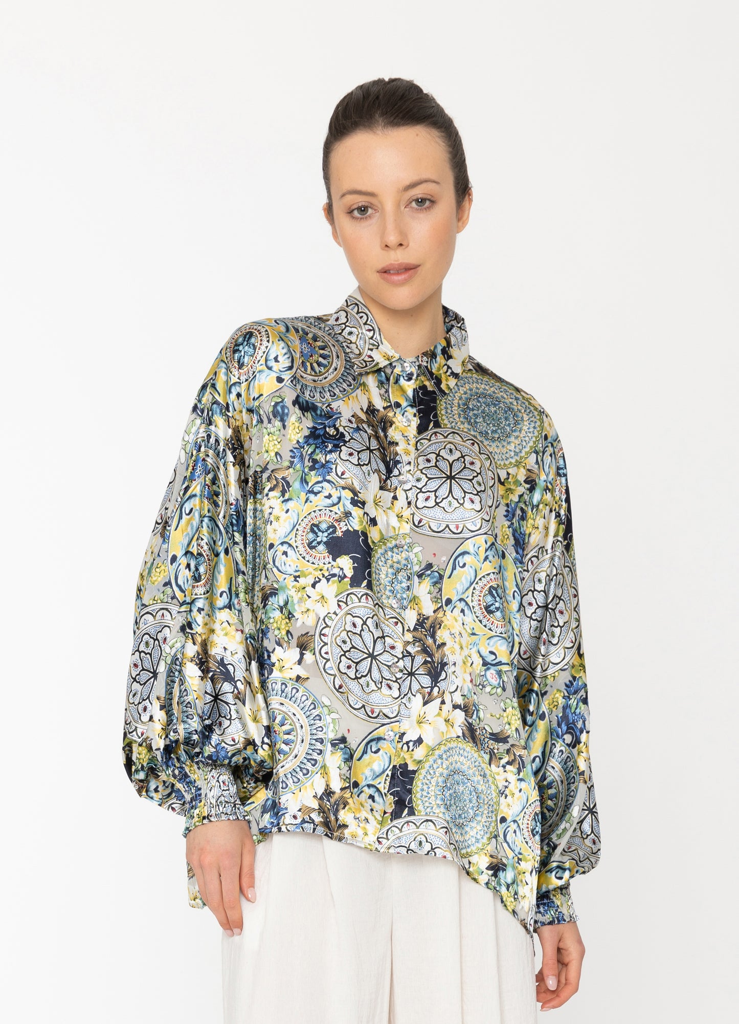 Inka Shirt in Royal Print Blacklist women's shirt NZ