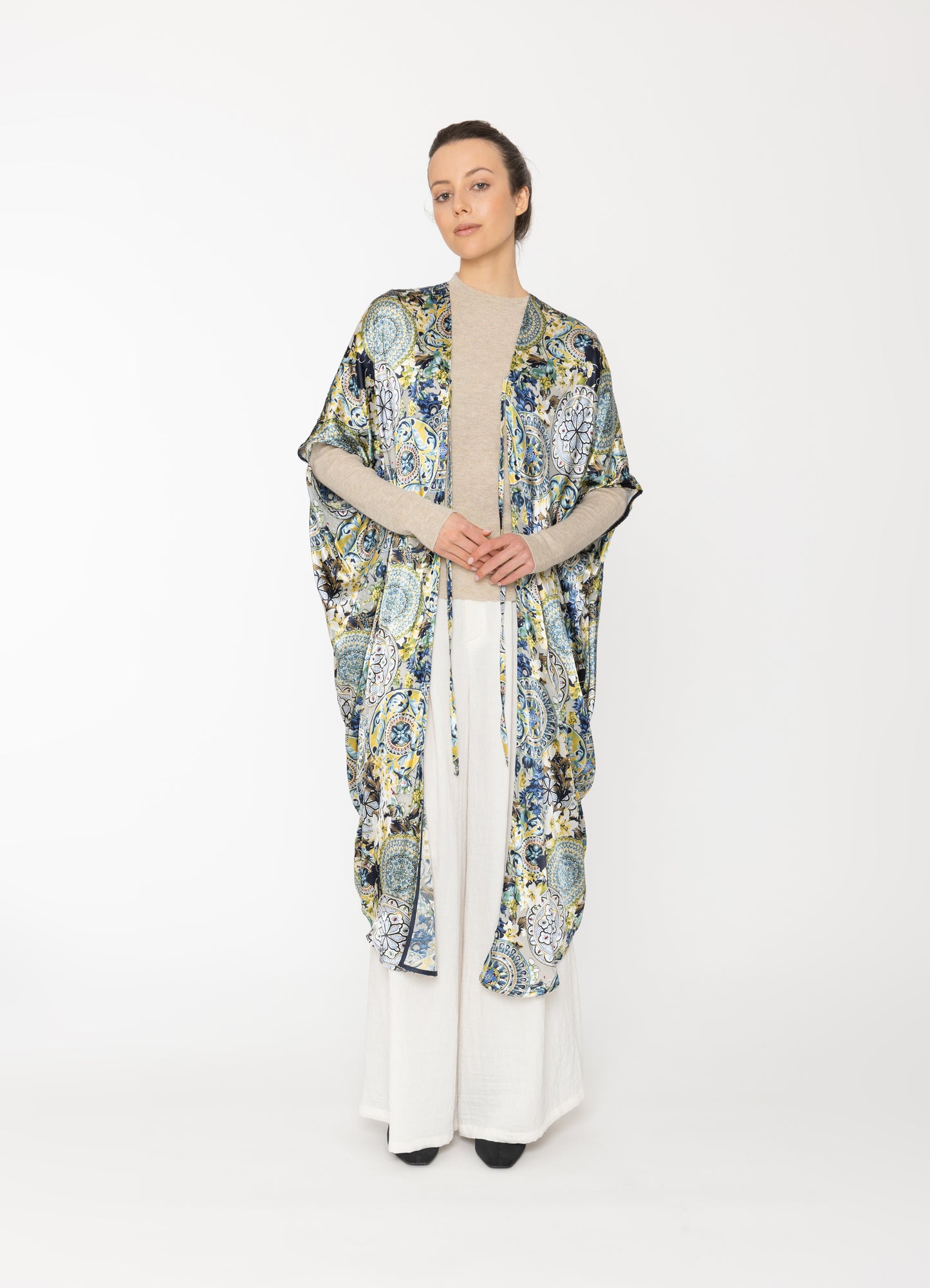 Saff Wrap in Royal Print Blacklist women's cardigan NZ
