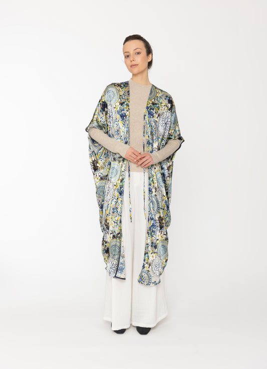 Saff Wrap in Royal Print Blacklist women's cardigan NZ