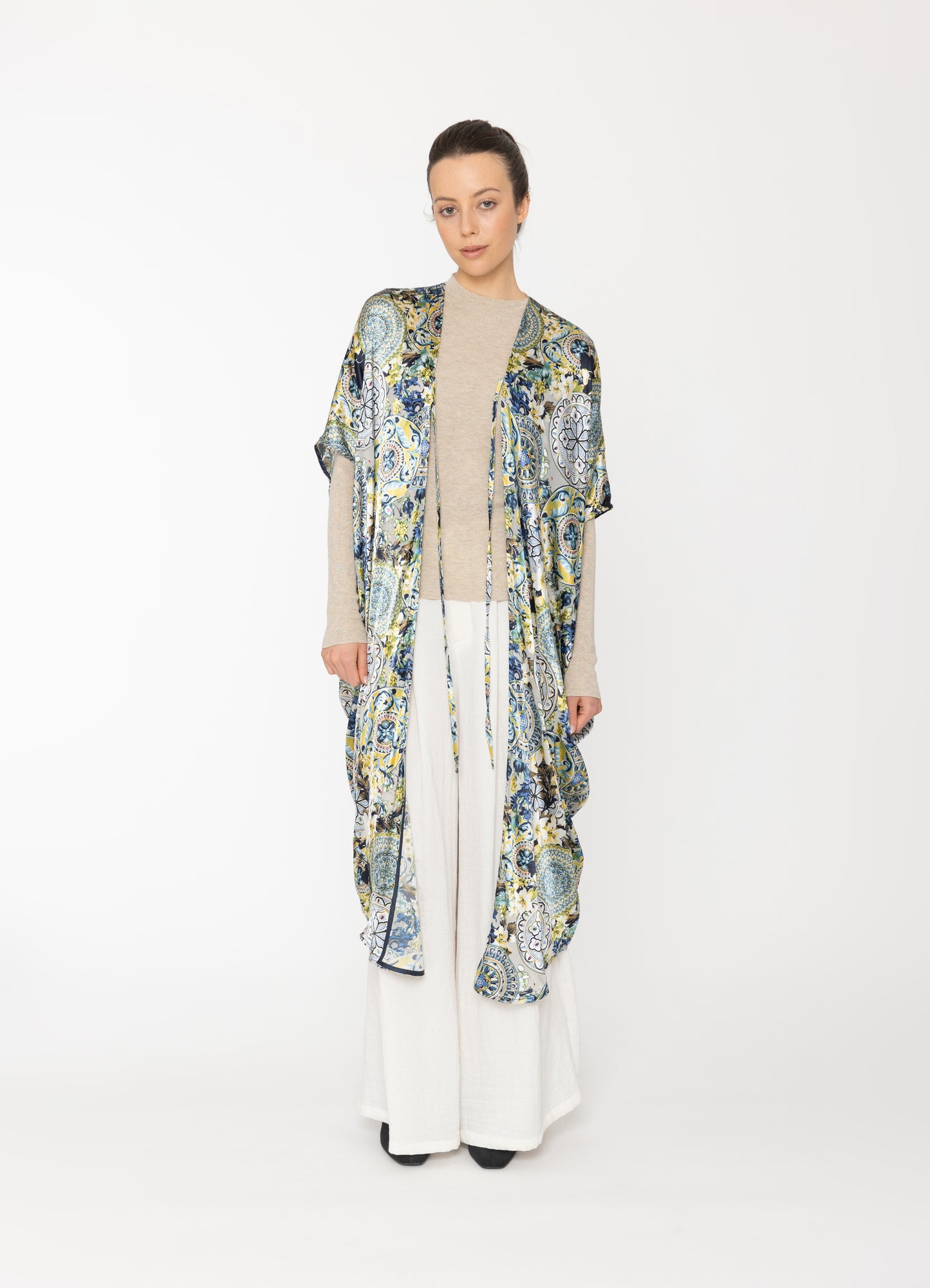 Saff Wrap in Royal Print Blacklist women's cardigan NZ