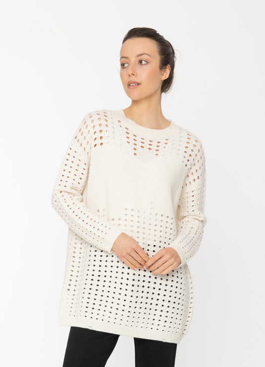 Mikki Tunic in Winter White Blacklist women's knitwear NZ