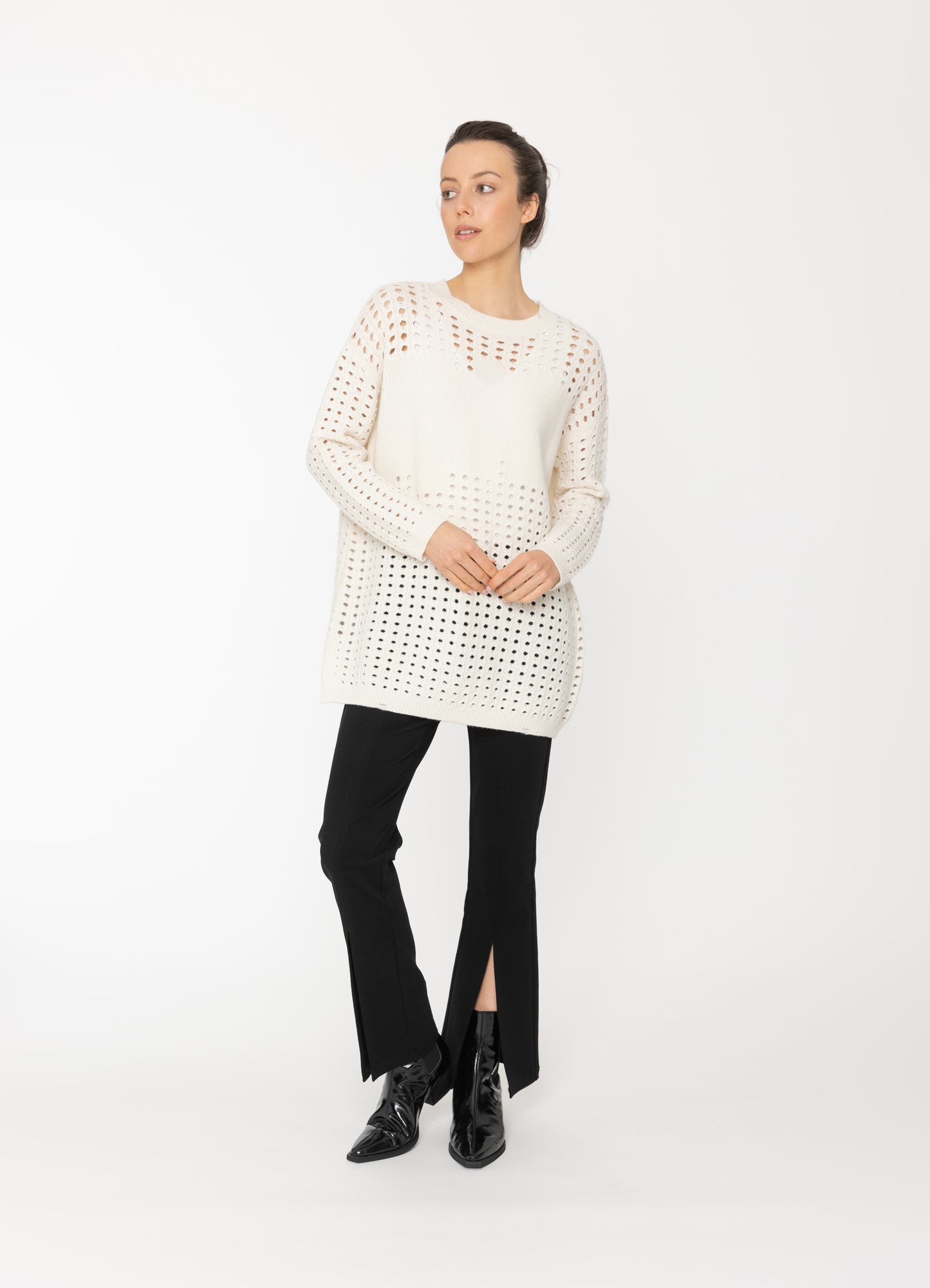 Mikki Tunic in Winter White Blacklist women's knitwear NZ