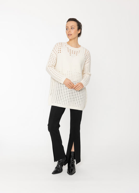 Mikki Tunic in Winter White Blacklist women's knitwear NZ
