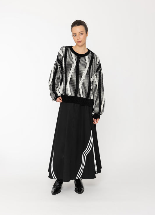 Nalu Top in Black + White Blacklist women's knitwear NZ