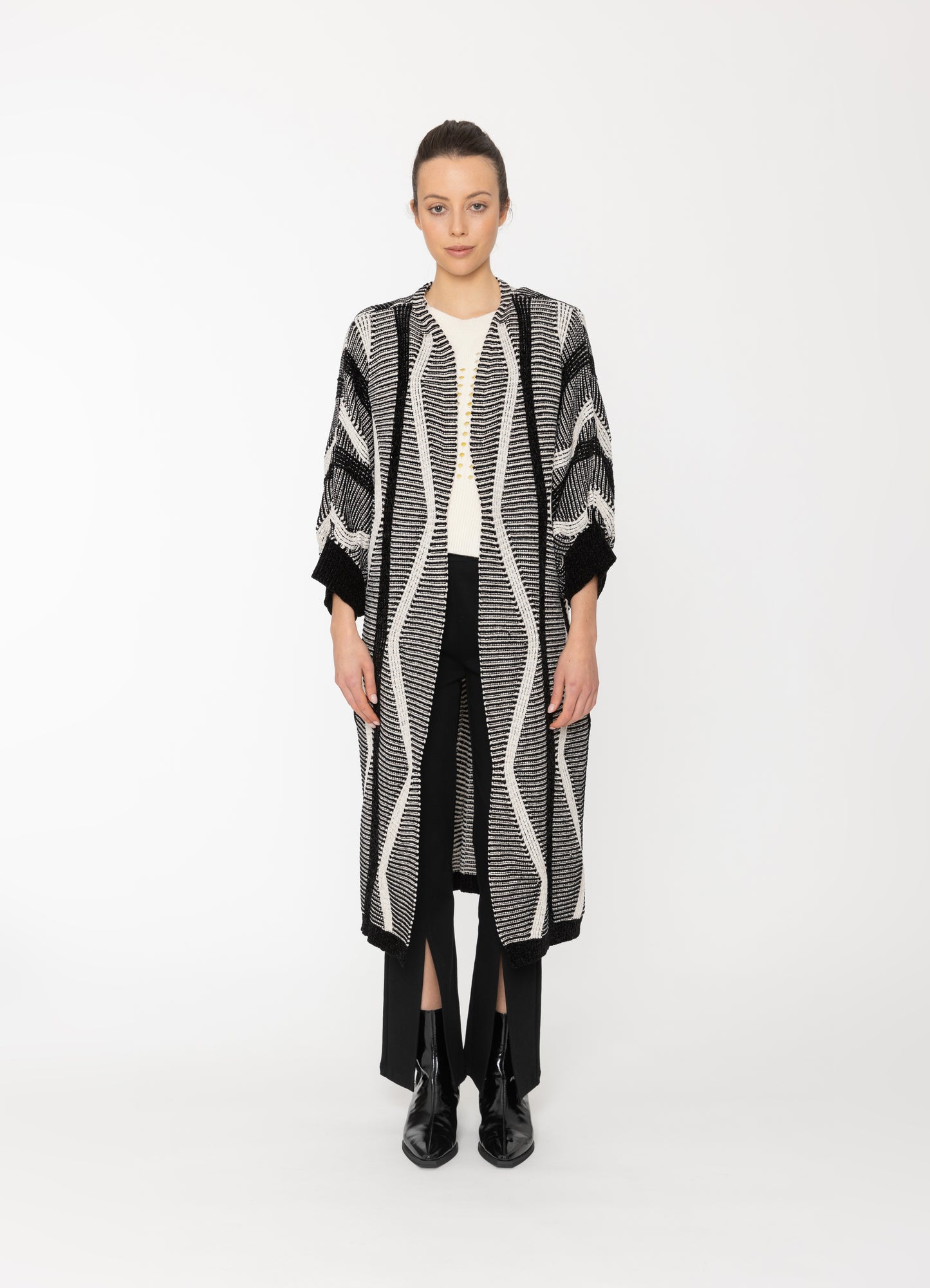 Zale Cardigan in Black + White Blacklist women's cardigan NZ