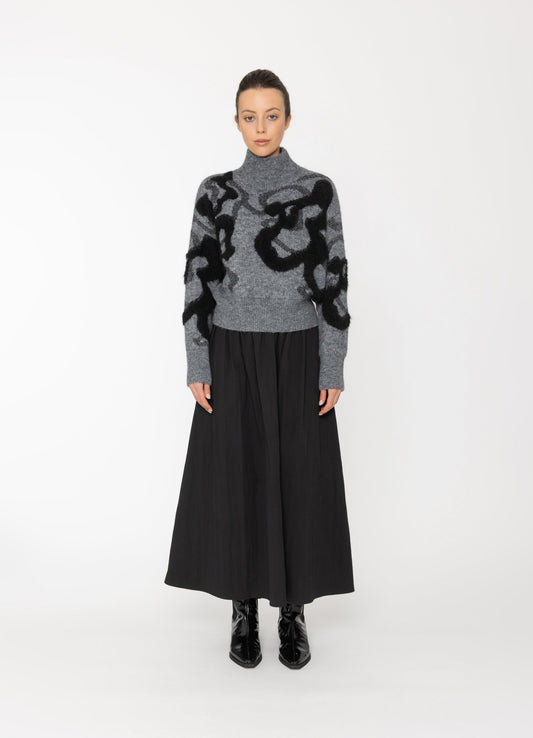 Oris Top in Grey + Black Blacklist women's knitwear NZ