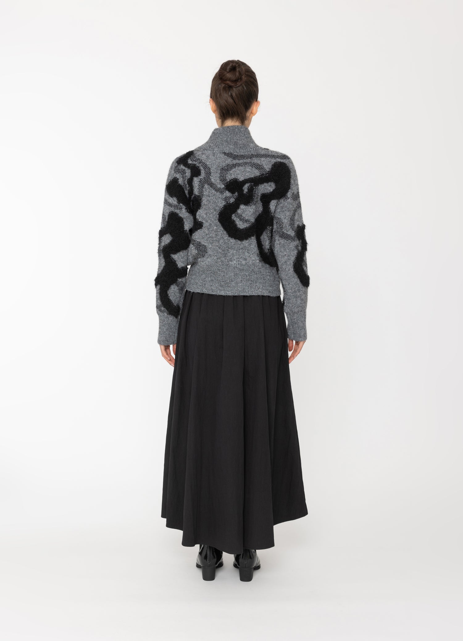 Oris Top in Grey + Black Blacklist women's knitwear NZ