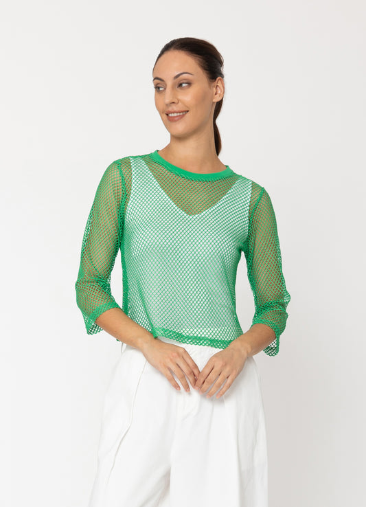 Arrow Mesh Top - 3/4 Sleeve