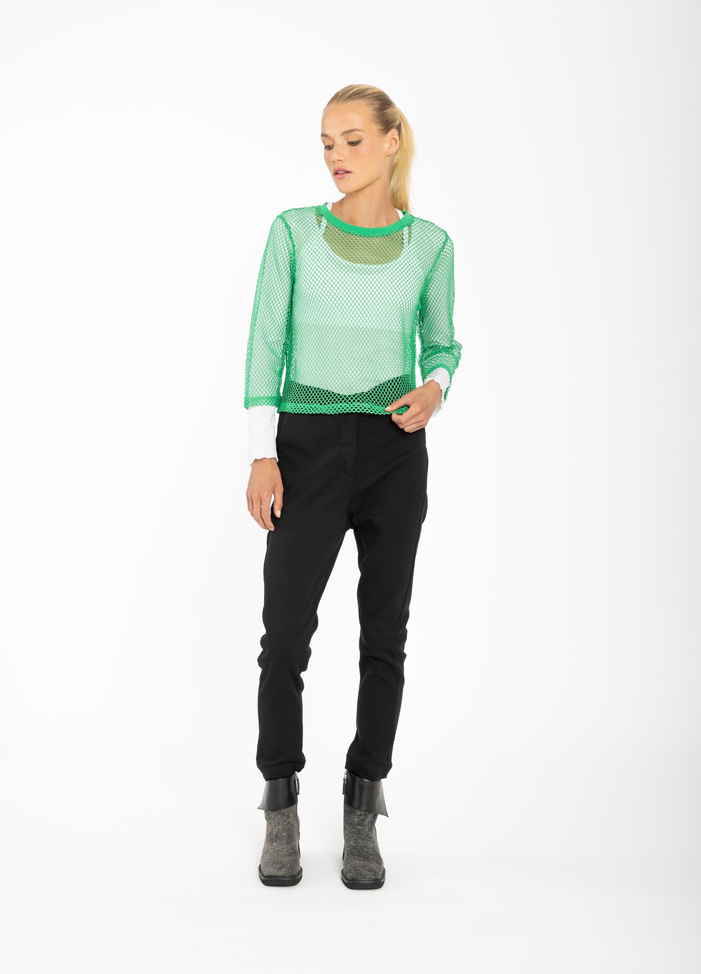 Arrow Mesh Top - 3/4 Sleeve