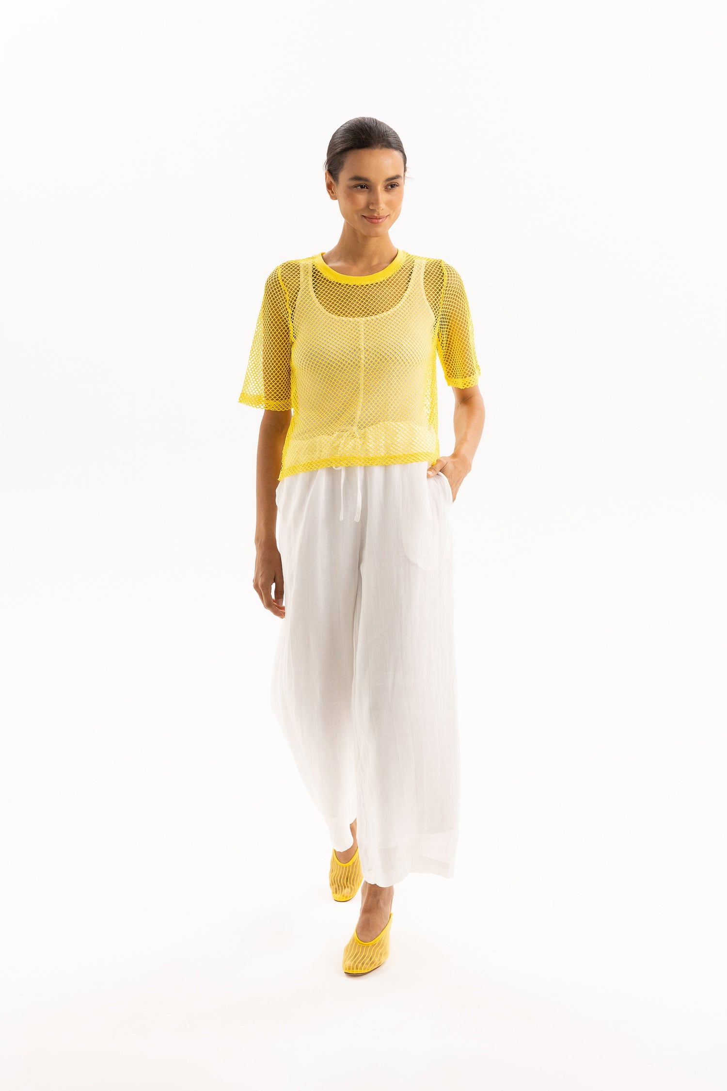 R2402 - Arrow Mesh Top Summer Two by Two NZ fashion