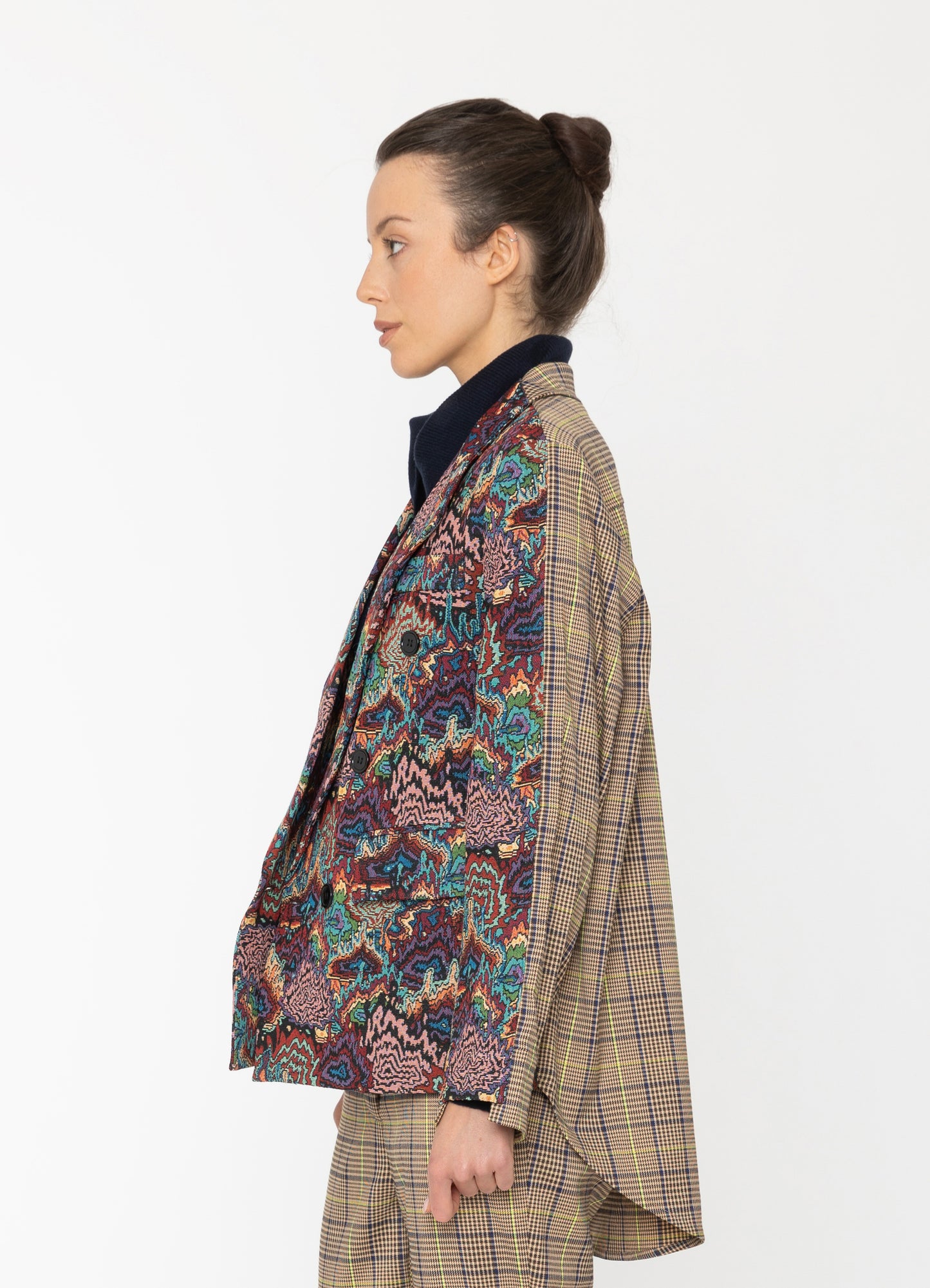 Reese Jacket in Static Print + Check Blacklist women's jacket NZ